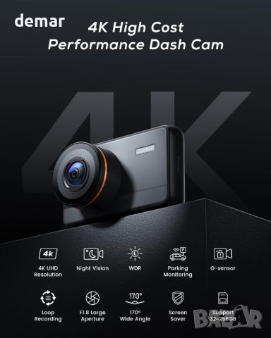 Предна камера iZEEKER 4K Dash Cam, 2160P камера за кола с безплатна 32GB карта, WDR 400, снимка 2 - Аксесоари и консумативи - 46789344