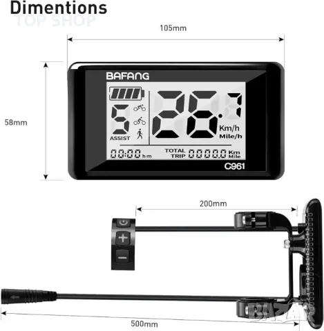 eBike Display C961 за BAFANG BBS01B BBS02B BBSHD Мотор Електрически велосипед, снимка 6 - Друга електроника - 48747927