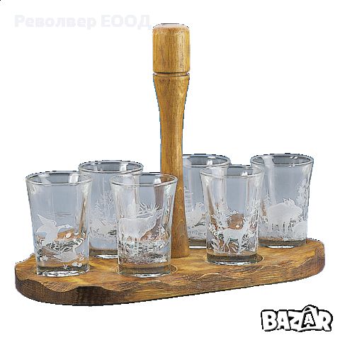 Комплект от 6 чаши за ракия с поднос Fritzmann