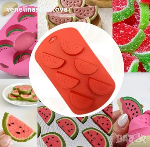 6 броя резен парче диня силиконов молд форма свещи гипс сапун смола фондан декорация торта 