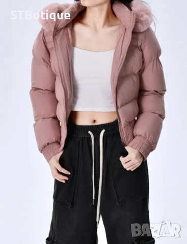 🧥 Дамско елегантно зимно яке с плюшена качулка – STBoutique ❄️ , снимка 6 - Якета - 52207471