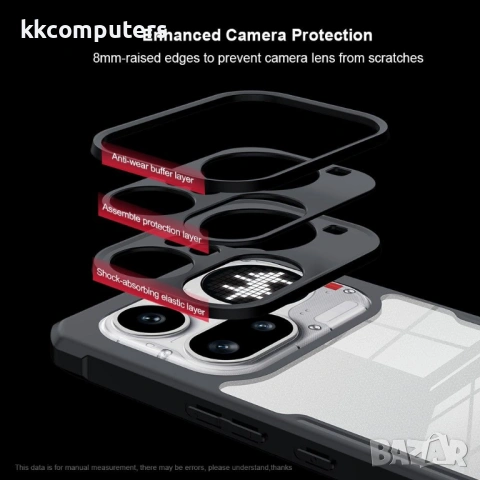 XUNDD Прозрачен Калъф за Nothing Phone (4a) Pro - TPU+Акрил, Airbag, 0.8mm защита, Черен, снимка 6 - Калъфи, кейсове - 54250194