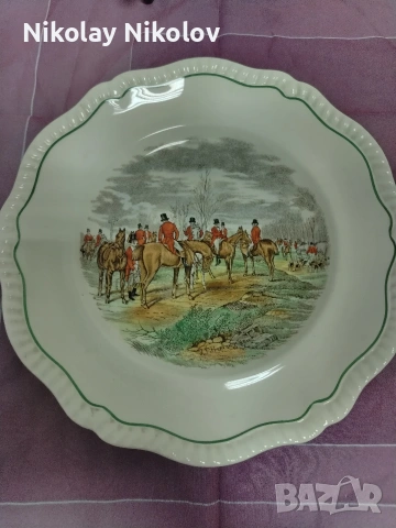 Порцеланова чиния сцена "на лов" , снимка 6 - Чинии - 53479952