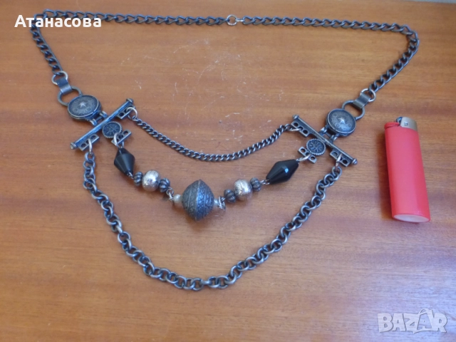 Български метален гердан МНХЗ 1970 г, снимка 5 - Колиета, медальони, синджири - 52427118