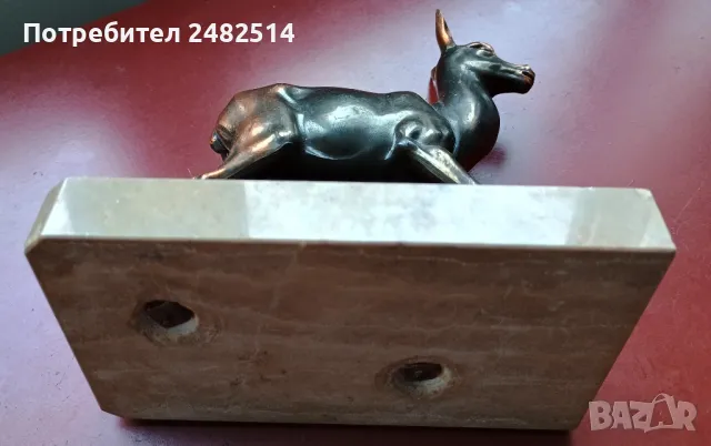 Ар деко бронзова скулптура статуетка върху мраморна основа., снимка 5 - Статуетки - 50048866