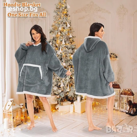 Дамски суитшърт с качулка, супер мек и топъл, един размер