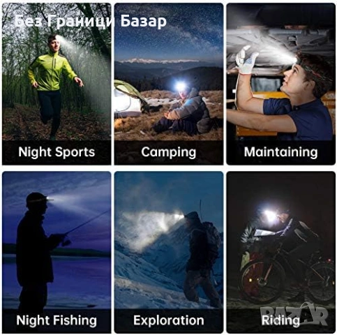 Нов LED челник 800 лумена сензор за движение IPX5 комплект 2 броя лампа глава, снимка 7 - Други стоки за дома - 53202866