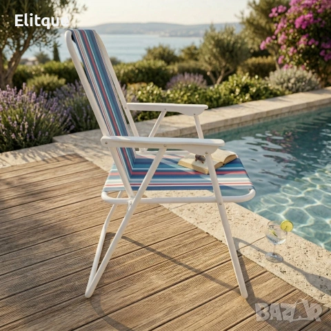 Сгъваем плажен стол на райета, 43x46x75 см – Многоцветен, снимка 2 - Други стоки за дома - 54195997