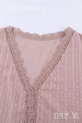 Дамска блуза в розово с къс ръкав и принт на точки, снимка 13 - Други - 46413885