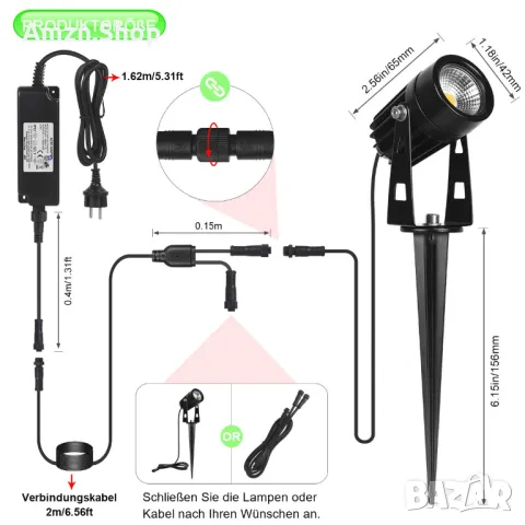 AIMHEIM Комплект от 12 градински прожектора спот LED топло бяло 3 W градинско осветление декорация , снимка 3 - Лед осветление - 46840610
