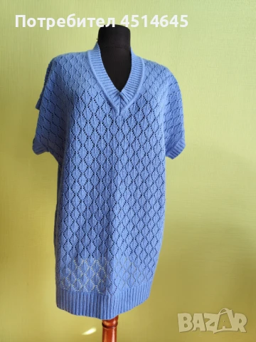 Елегантен пуловер без ръкави син размер L 