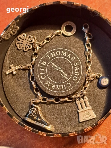 сребърна гривна Thomas sabo Charm club със 5 талисманчета , снимка 2 - Гривни - 52591377