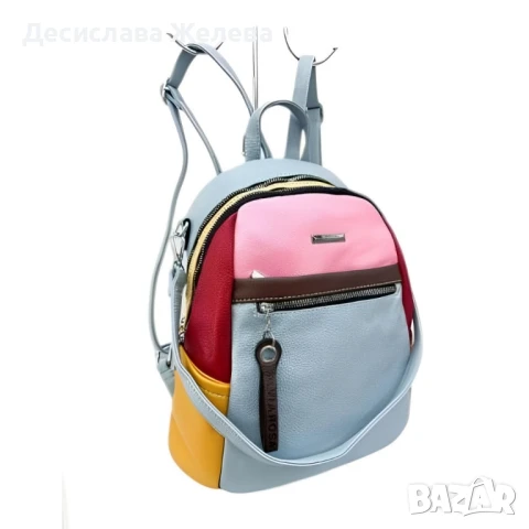 Компактна дамска раница с пъстър дизайн от еко материал, снимка 3 - Чанти - 51073284