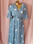 3XL Синя,дълга рокля солей на бели точки, снимка 6