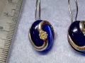 ПРЕКРАСНИ СРЕБЪРНИ ОБЕЦИ СРЕБРО 925 с ПОЛИРАНО СИНЬО КОТЕШКО ОКО АРТ ИЗРАБОТКА 49998, снимка 7