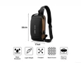 Мъжка чанта за през рамо, Crossbody, с USB поддръжка за зареждане, джоб против кражба, водоустойчивa, снимка 2