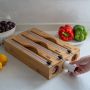 Дървена поставка за кухненска хартия, стреч и алуминиево фолио 3️⃣в1️⃣ от бамбук, снимка 1 - Аксесоари за кухня - 45702042