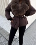 Дамско зимно кафяво яке с естествен косъм, снимка 1