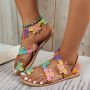Дамски едноцветни плажни сандали с кръгли пръсти в етнически стил, 7цвята , снимка 16