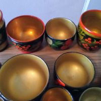 Лот от 12 руски дървени чаши Хохлома и 18 руски лъжици Хохлома, снимка 6 - Прибори за хранене, готвене и сервиране - 45306883