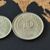 Монети Сингапур - 2 бр. 1967-1969, снимка 1 - Нумизматика и бонистика - 44936420
