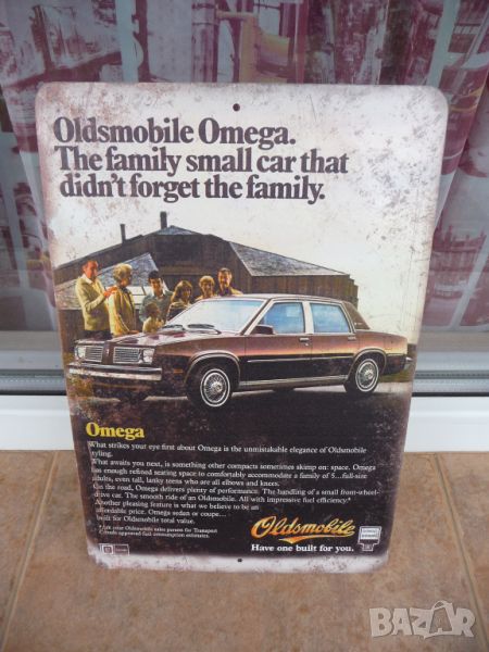 Метална табела кола Oldsmobile GM Omega семеен автомобил американска, снимка 1