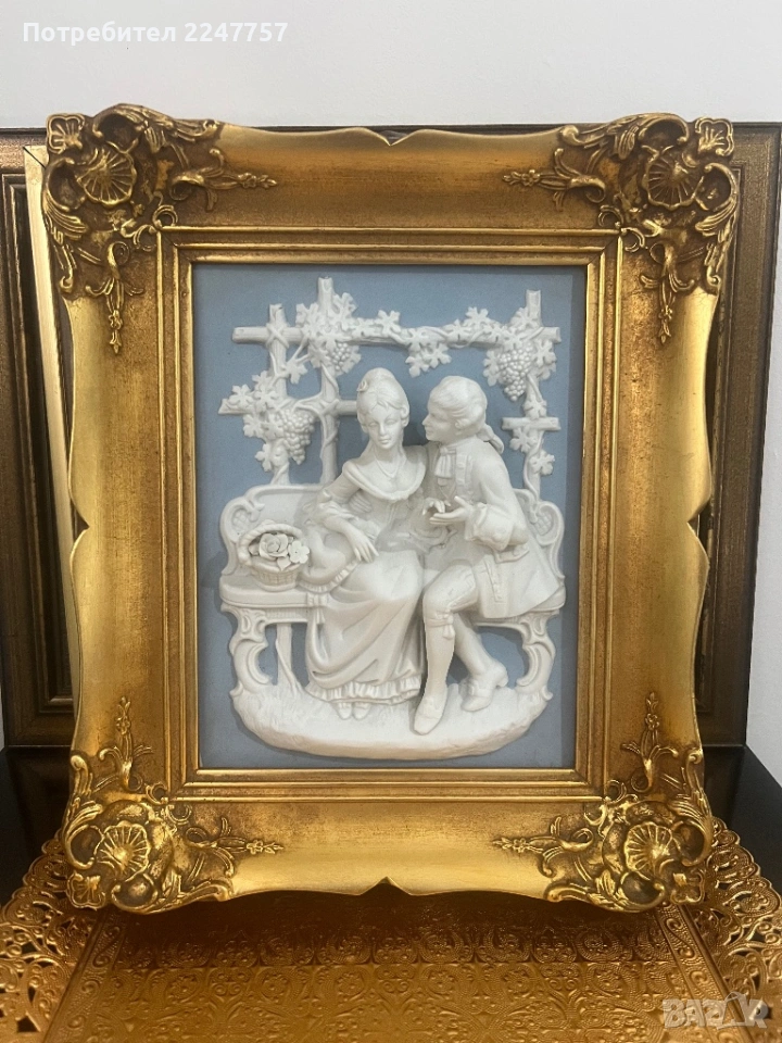 Луксозно порцеланово пано „Alt Meissen Art“ – Сцена от Сансуси, Дрезден, снимка 1