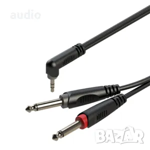 Кабел Stereo Jack 3.5mm мъжки - 2×6.3mm моно мъжки 2м, снимка 1