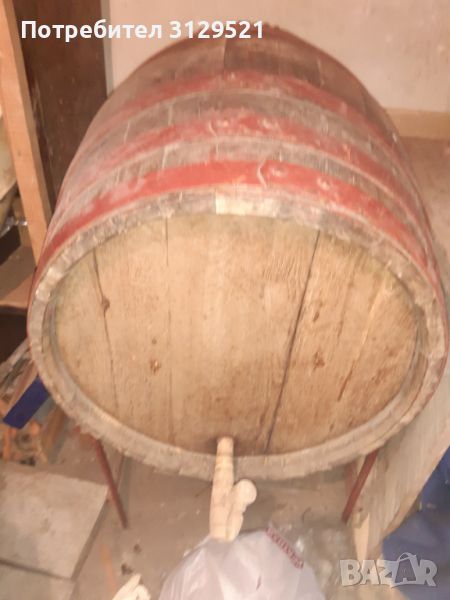 Дървено буре за вино/ракия с метална поставка, снимка 1
