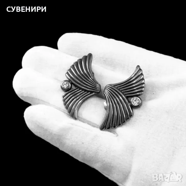 Посребрени винтидж обеци Ermani Bulatti, снимка 1