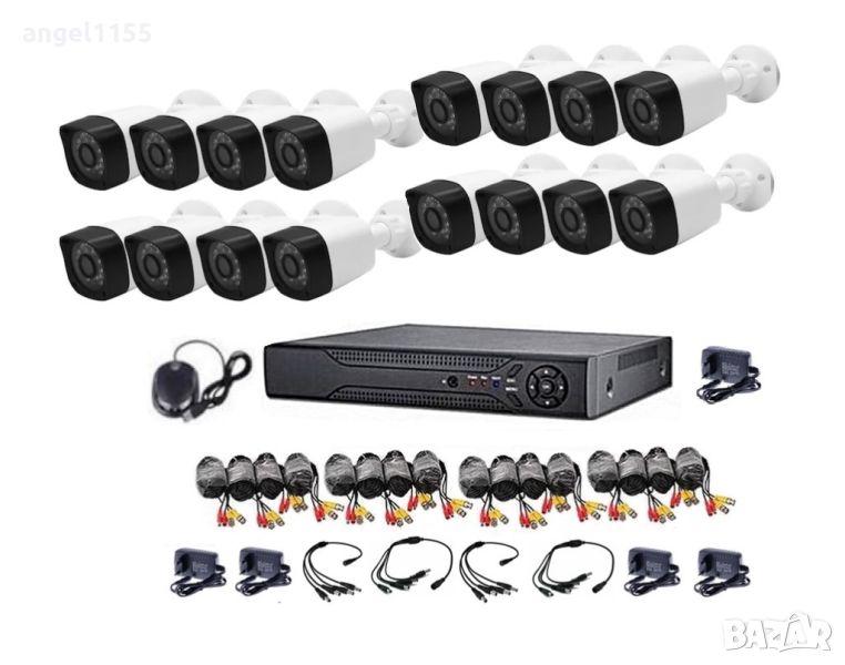 16 канален AHD комплект за видеонаблюдение 16ch HDMI Dvr 16 камери кабели, снимка 1