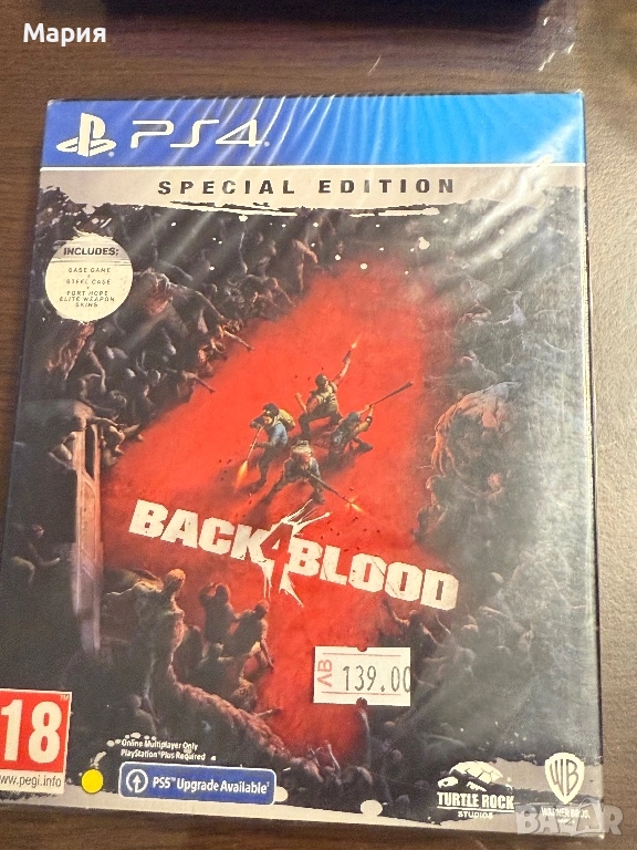 Ново Back 4 blood steelbook PS4 Playstation 4, снимка 1