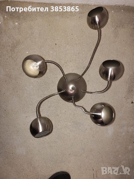 Лампа за таван сребърна с 5 чашки Нова, снимка 1