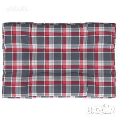 vidaXL Палетна възглавница, червено каре, 120x80x12 см, текстил（SKU:314421, снимка 1