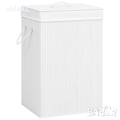 vidaXL Бамбуков кош за пране с 2 секции, бял, 72 л(SKU:320743, снимка 1