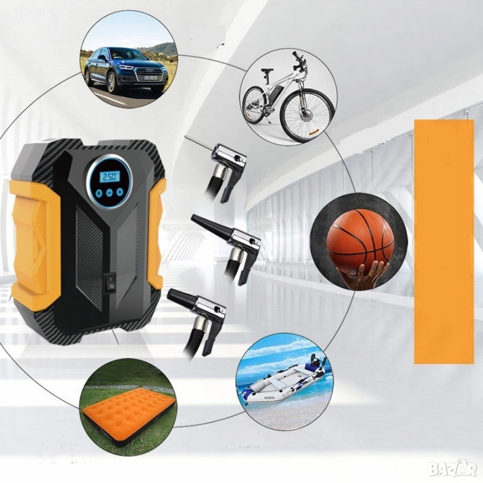 Автомобилна портативна въздушна помпа с безжичен цифров дисплей, снимка 1