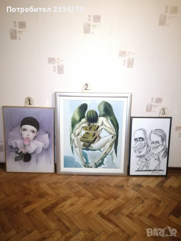 Картини ,,ТЪЖНАТА РОЗА" ПИЕРО ЛЮБОВ, по Мира Фуджита. Офсетова литография. И други две рисувани. , снимка 1