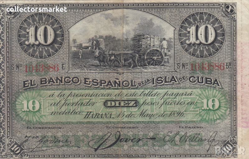 10 песо 1896, Куба, снимка 1