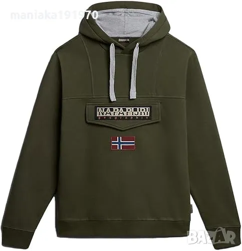 Napapijri Mens Green Burgee Winter 1 Hoodie (S) мъжки суичър , снимка 1