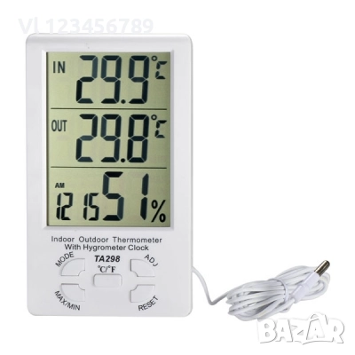 Термометър,хидромер,часовник 3 в 1 ТА 298, снимка 1