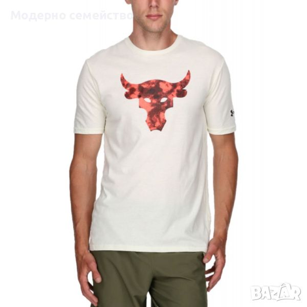 Мъжка тениска under armour x project rock brahma bull tee white red, снимка 1