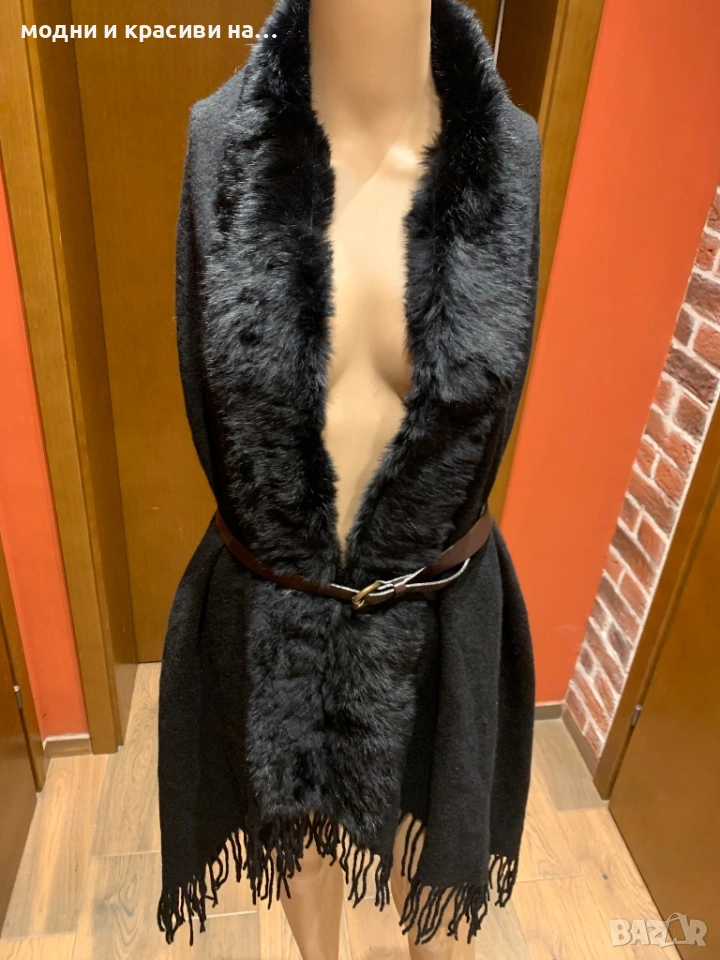 Голям кашмирен шал  с естествен косъм, снимка 1