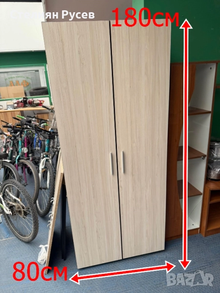 1111 двукрилен MDF МДФ гардероб с огледала 180/80см цена 180 лв или 92,03 евро   -180см висок, 80см , снимка 1