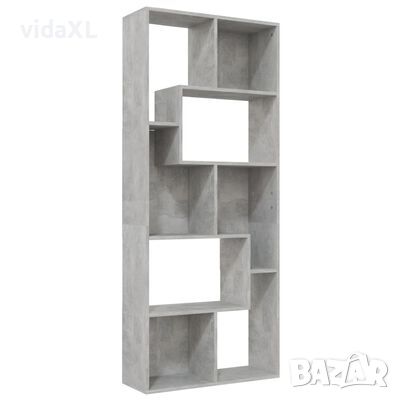 vidaXL Шкаф библиотека, бетонно сива, 67x24x161 см, инженерно дърво(SKU:801881, снимка 1