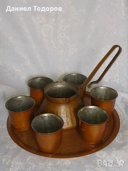 Стар Меден Сервиз за - Кафе , Вино, Ракия - 8 части, снимка 1