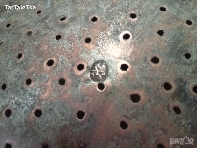 Бакър меден съд гевгир с печат на майстора, снимка 1