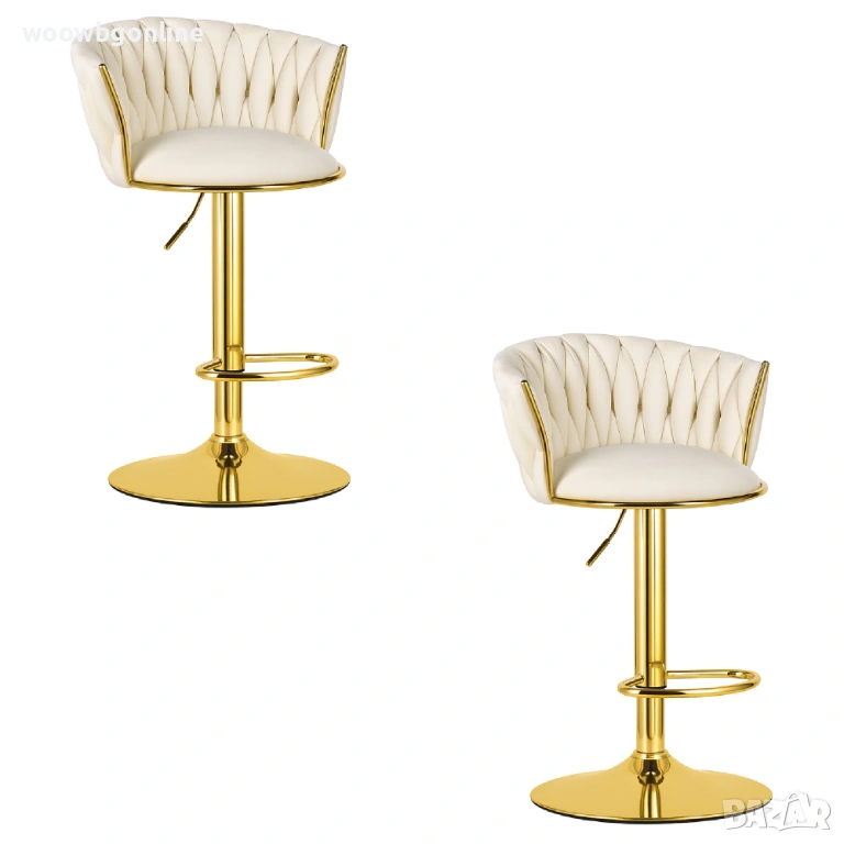 Луксозен тапициран кадифен табрет - 2 броя, снимка 1