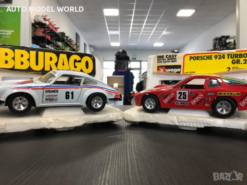 Метална колекционерска количка BURAGO PORSCHE 2бр. 1:24 мащаб, снимка 1