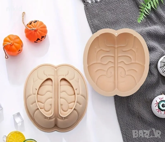 Голям мозък дълбок силиконов молд форма калъп гипс шоколад Хелоуин Halloween