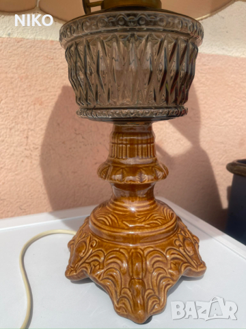 Стара нощна лампа от месинг и порцелан, снимка 10 - Антикварни и старинни предмети - 44959585